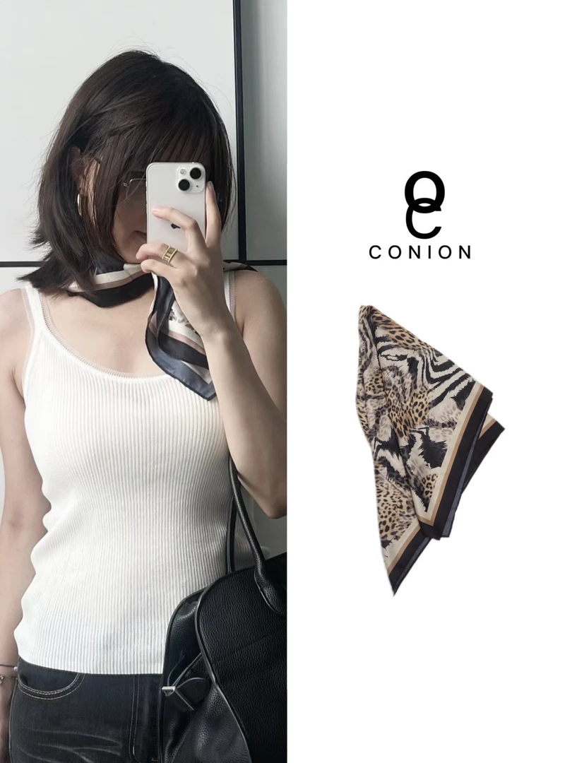 CONION//【老钱装备】女士豹纹丝巾