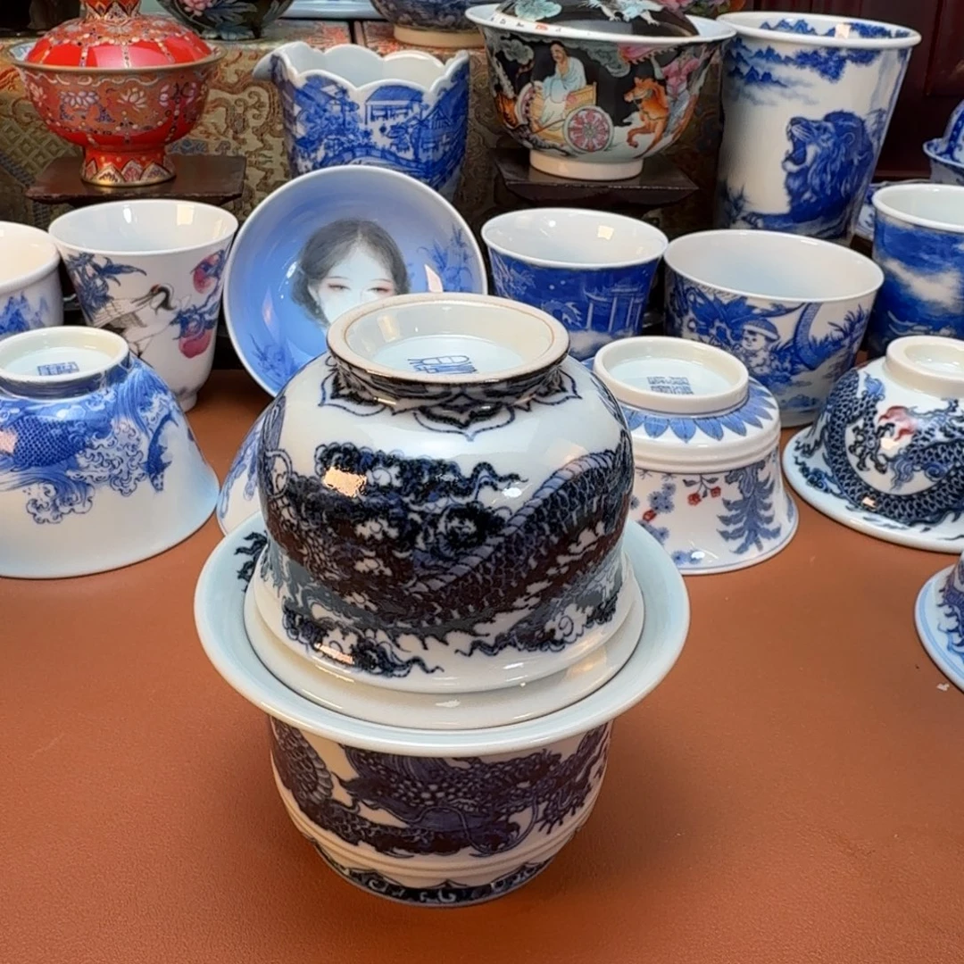 千***然陶杯子景德镇全手工手绘陶瓷