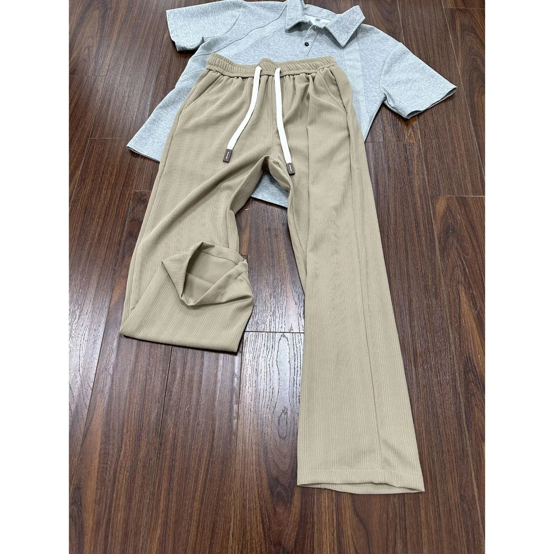 麦穗纹凉感宽松休闲裤男款夏季穿搭垂感显瘦直筒裤显腿长阔腿裤子