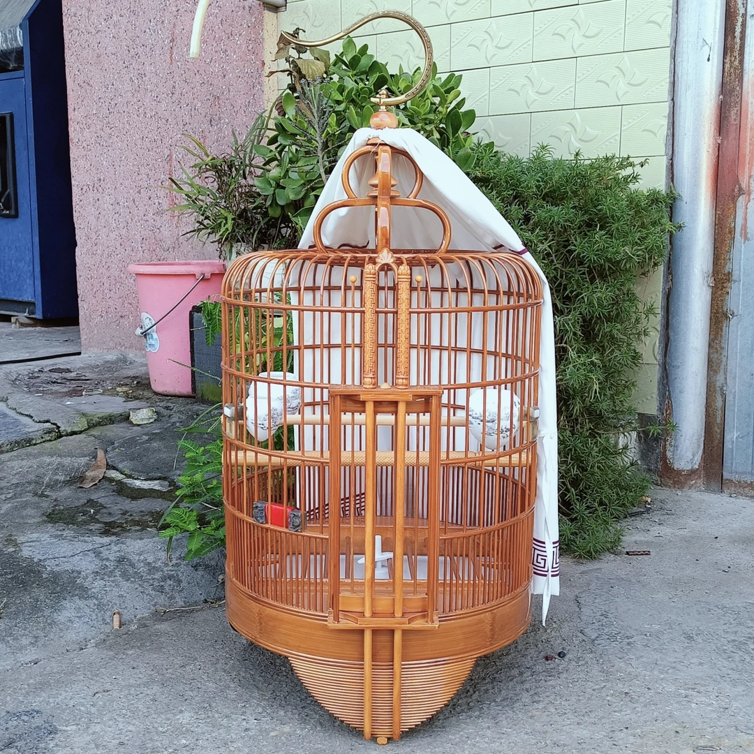 广笼三道圈尺寸36公分广西底笼精品画眉鸟笼豪华万字笼衣站杠铜钩