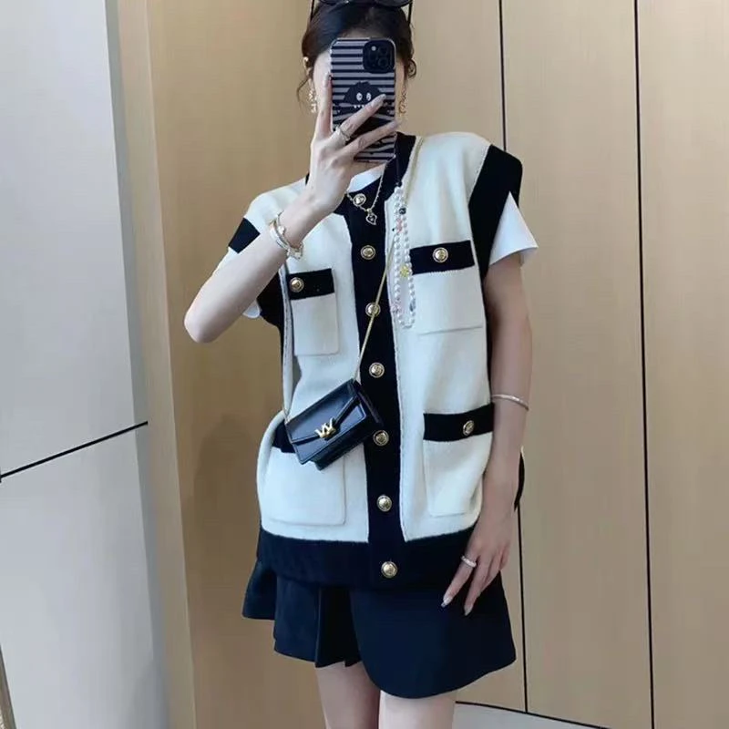 【欧洲站】小香风廓形针织马甲