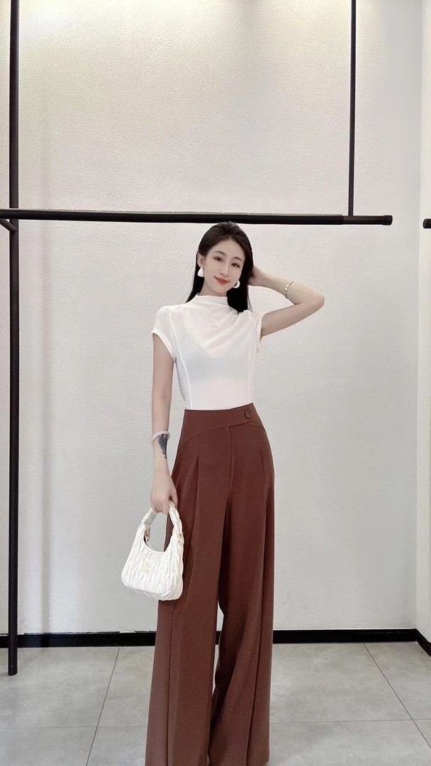 允硕 高腰阔腿裤 气质款舒适百搭直筒阔腿裤 198287