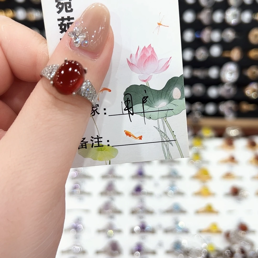 石榴石戒指银S925镶嵌用****6戒指