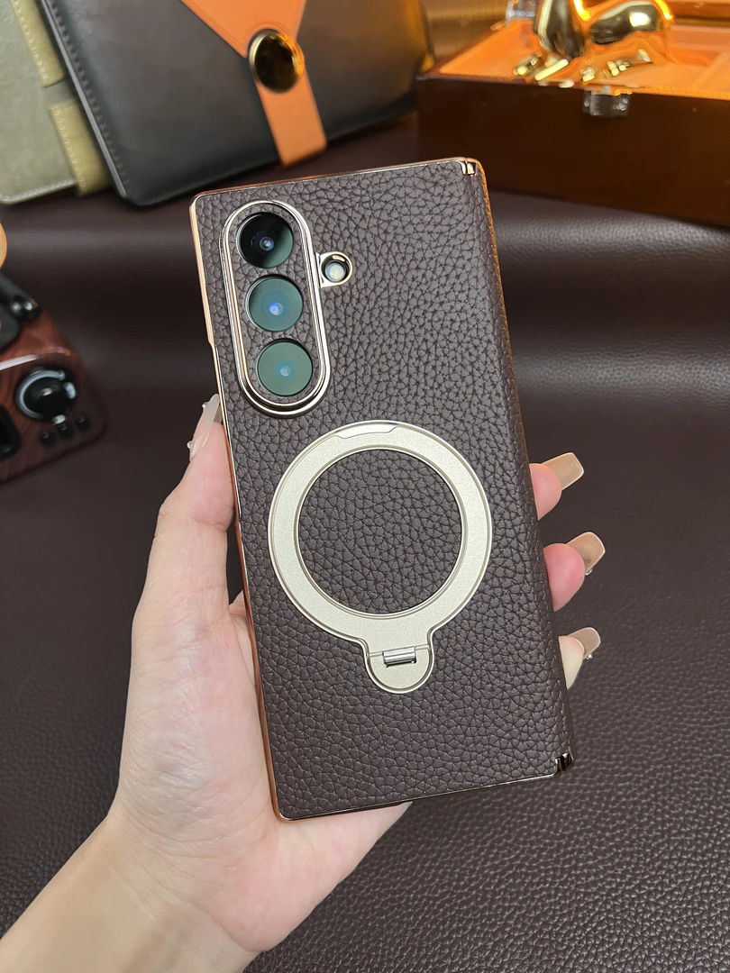 【顺丰】适用于三星ZFold7手机壳真皮中轴铰链支架w25高档防摔外壳