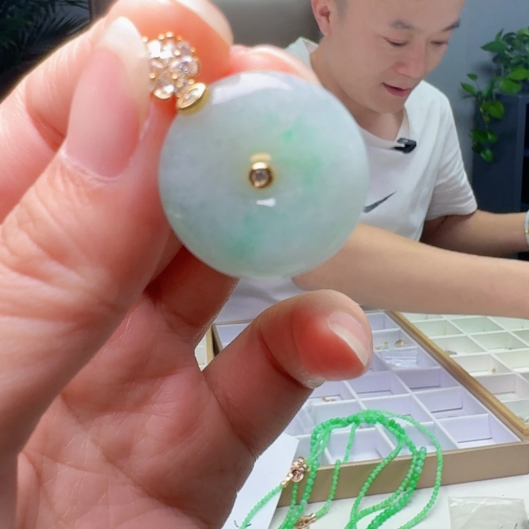 吊坠(不含链)银S925镶嵌翡翠天然