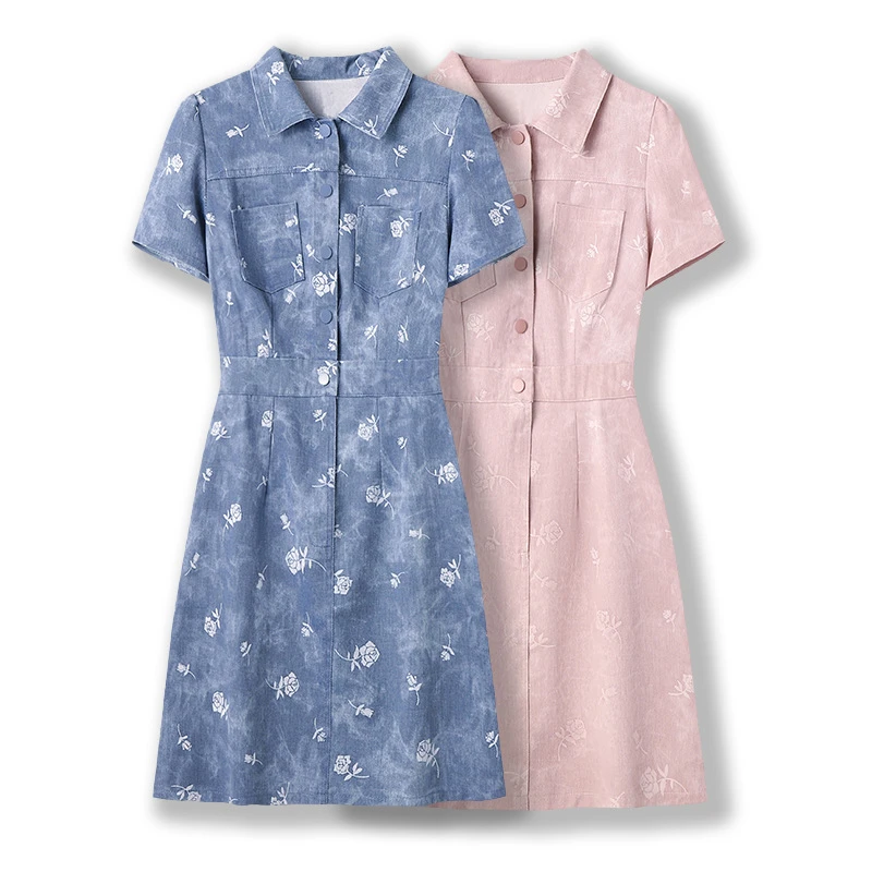 130-300斤加大码女士连衣裙夏季新款花卉印花A字裙优雅气质中长款