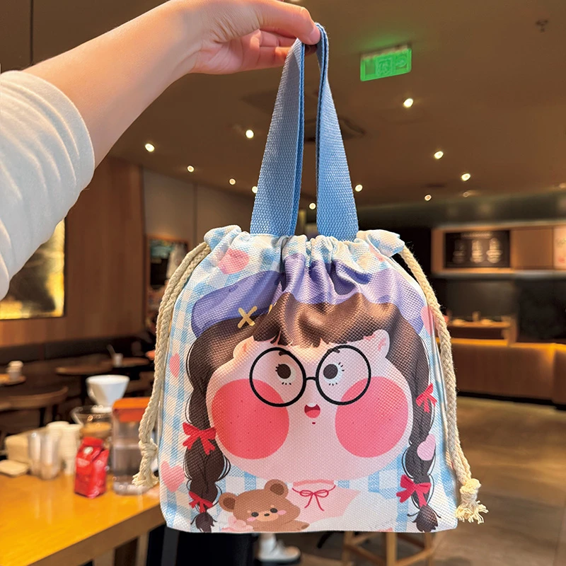 新款可爱卡通插画帆布包女2025新款印花季学生上课通勤上班手提包