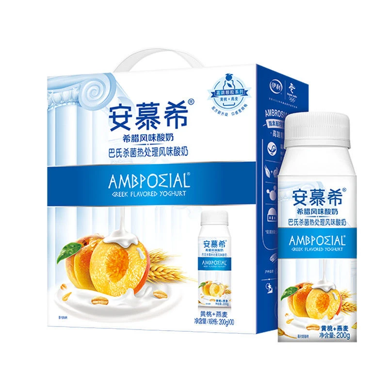 【喝到十月】伊利安慕希黄桃燕麦酸奶200g*10瓶