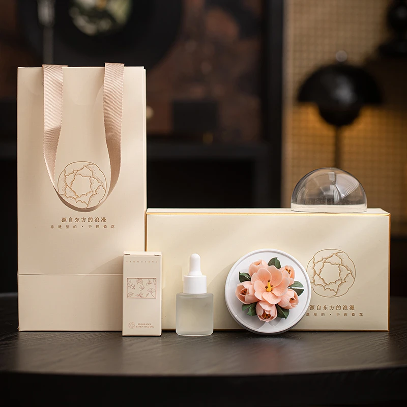 创意手捏陶瓷香薰花高级礼盒郁金香扩香摆件文创闺蜜生日伴手礼