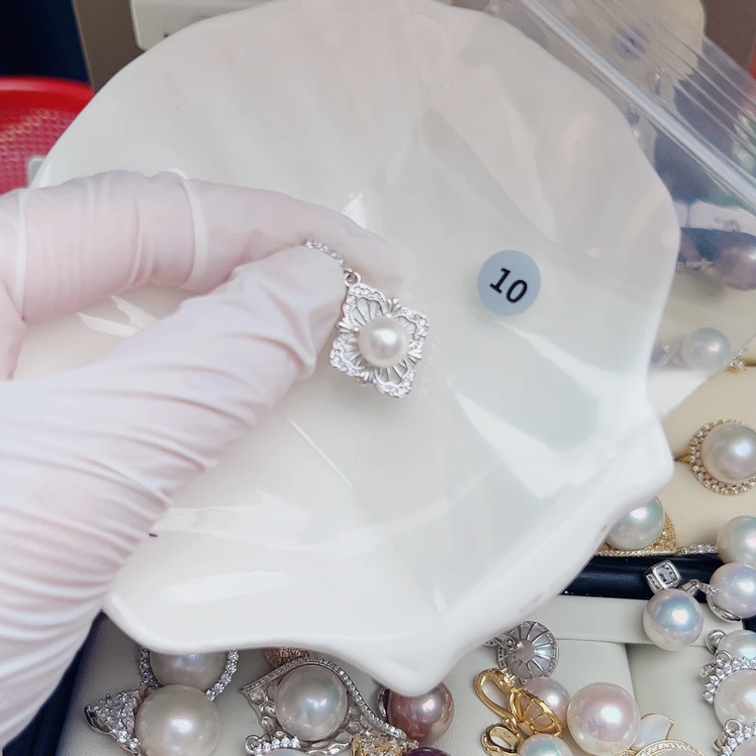 银S925镶嵌淡水珍珠耳饰