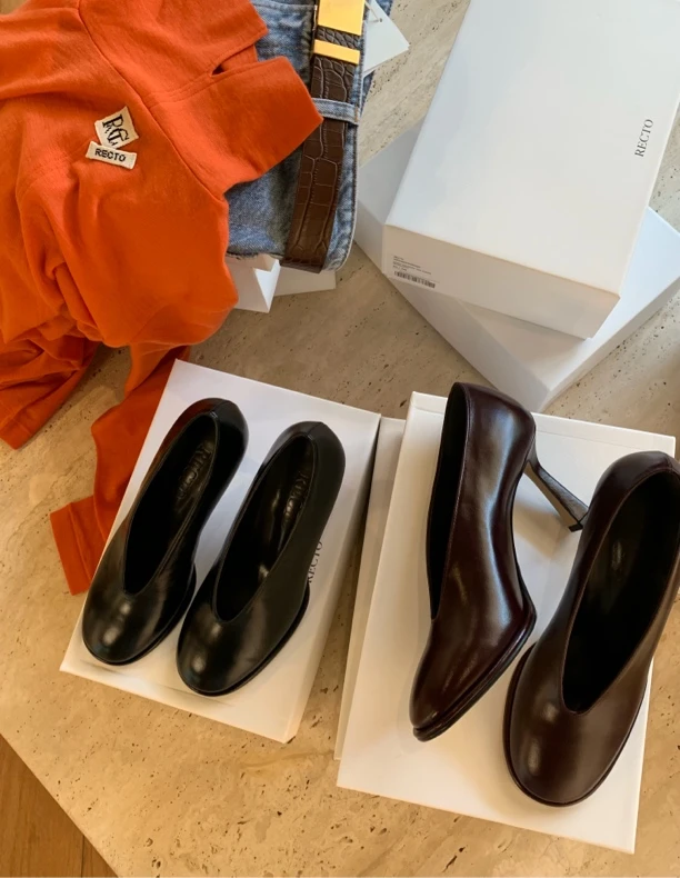 RECTO 设计师品牌 圆头复古高跟鞋 PARTY XUE买手店