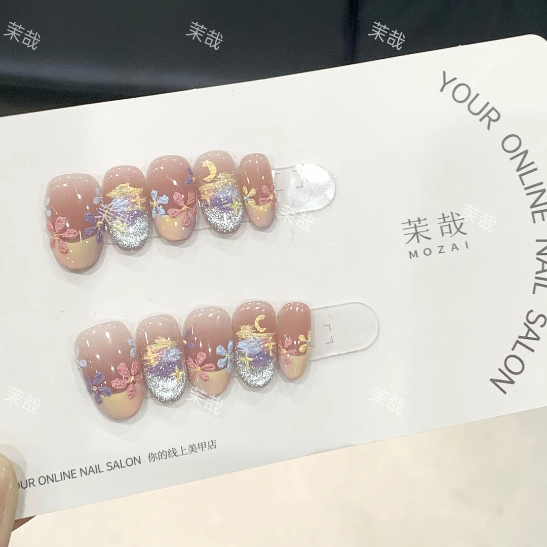 【油画情诗】纯手工定制美甲拆卸穿戴甲A3641