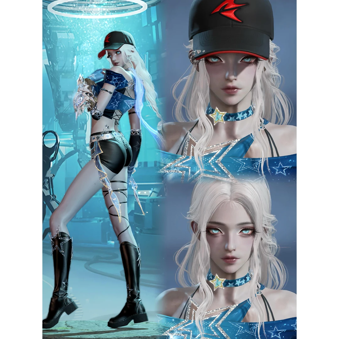 国服端游 永劫无间捏脸数据 女脸型 顾清寒 灰皮 摇滚idol