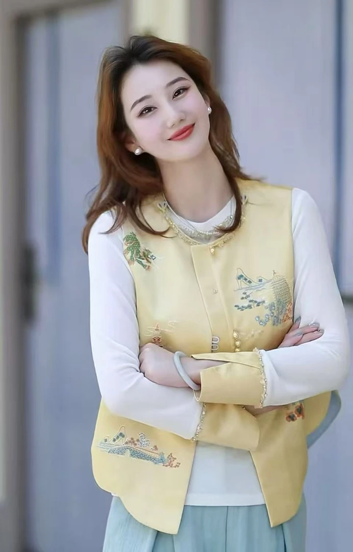 《秀秀定制》《玉如意》时尚春季中国风气质新中式百搭刺绣马甲4223