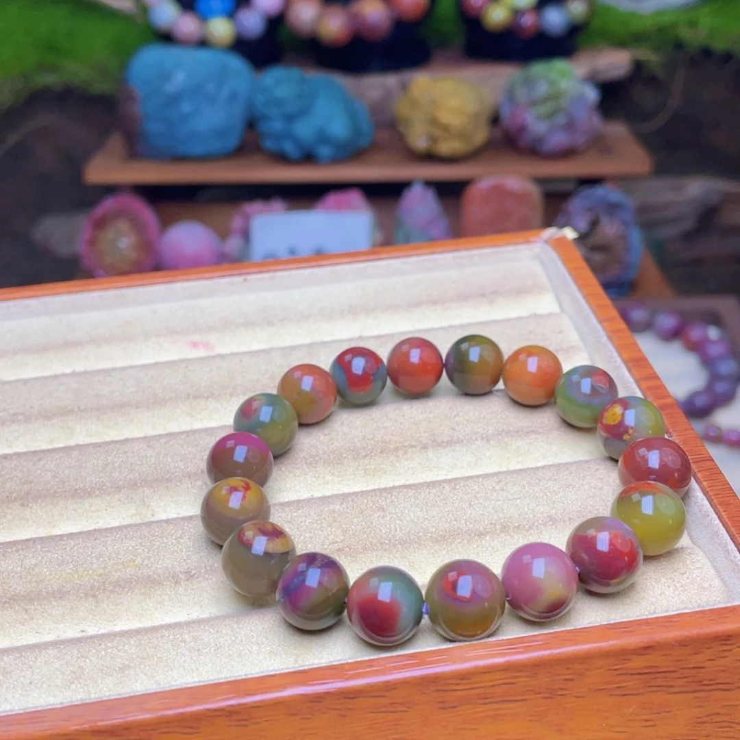 玛瑙/玉髓未镶嵌珠宝半成品盐源玛瑙11mm包浆手串