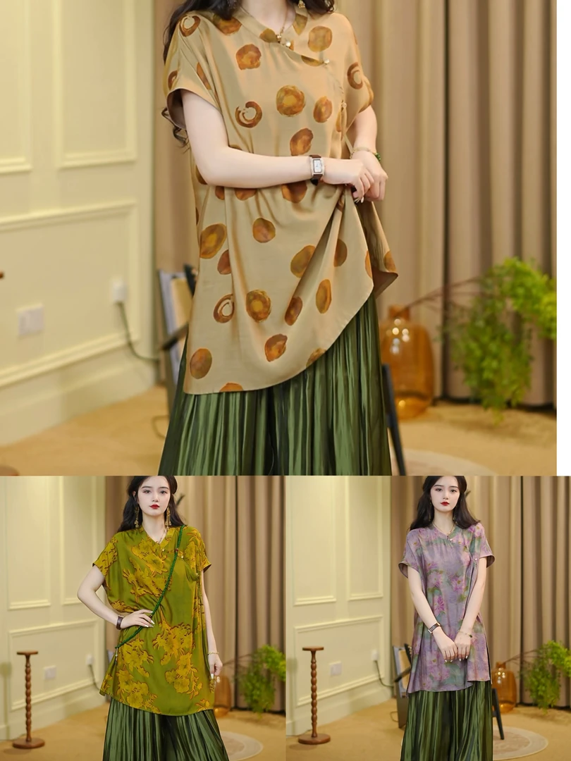 月畔湾【饮尘衣】新中式夏季宽松禅意显瘦清冷复古小飞袖女