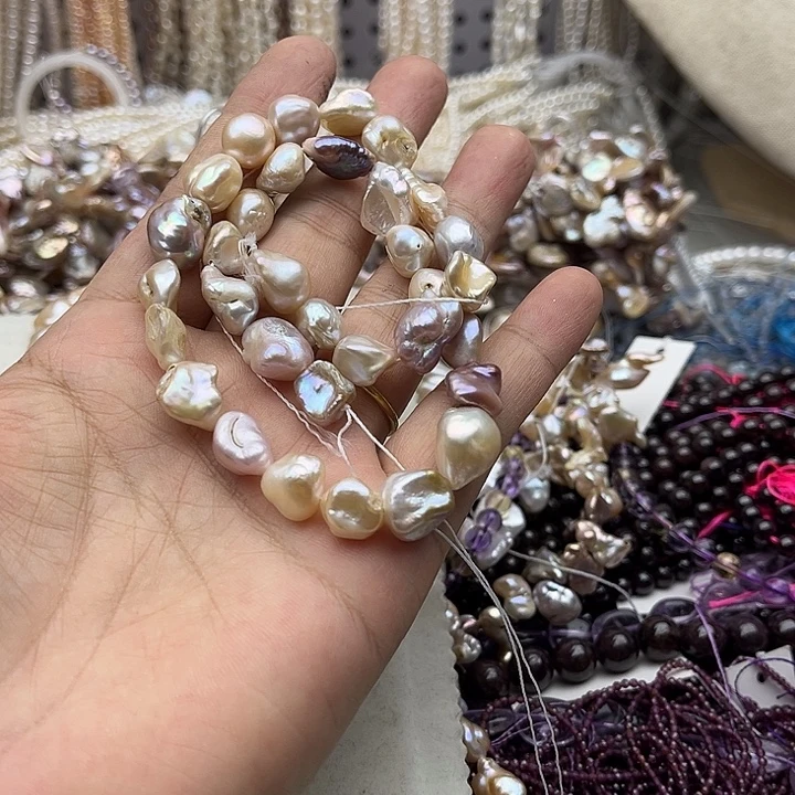 古***今玛瑙/玉髓未镶嵌珠宝半成品一条巴洛克珍珠8