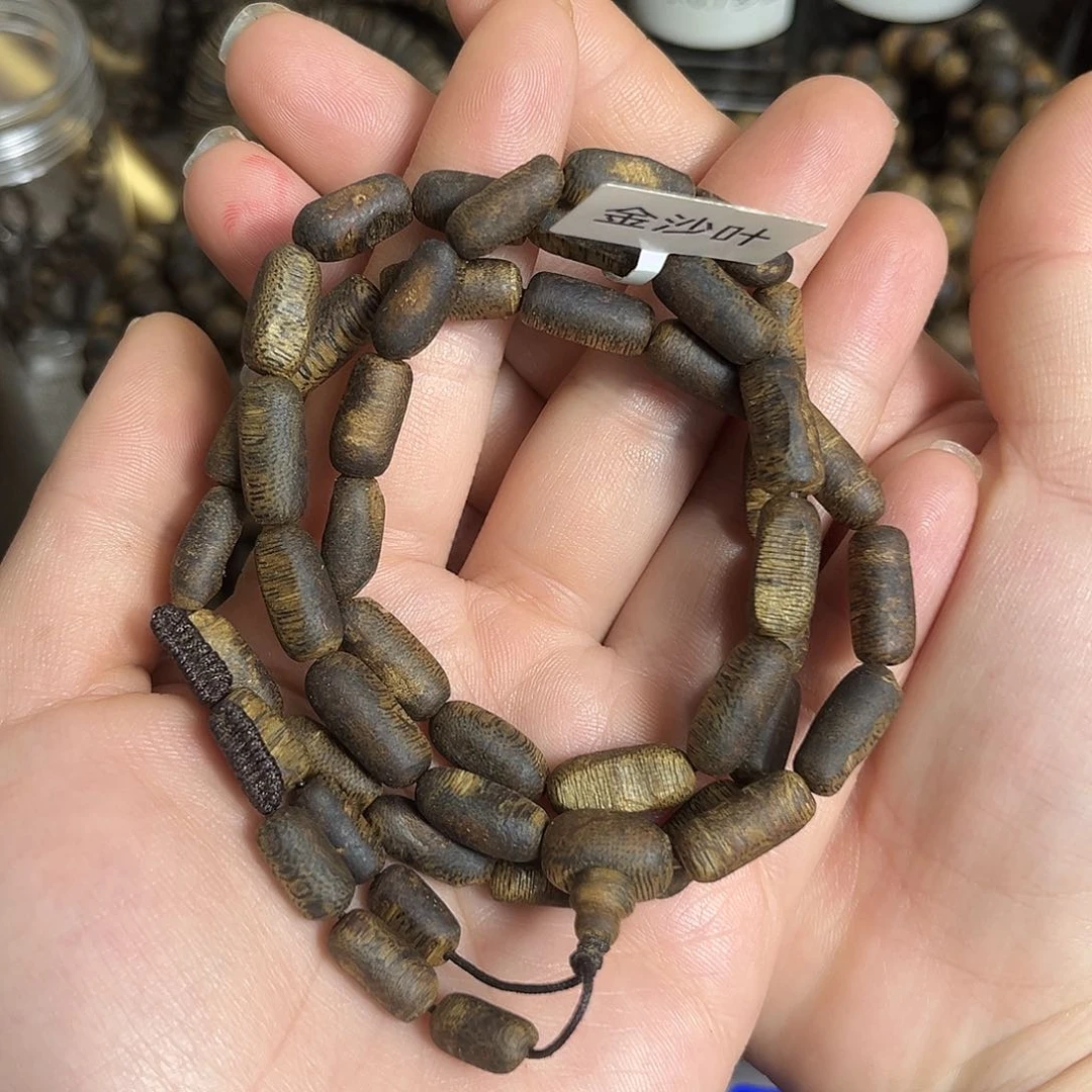 沉香手串金沙叶沉水浮留疤长串