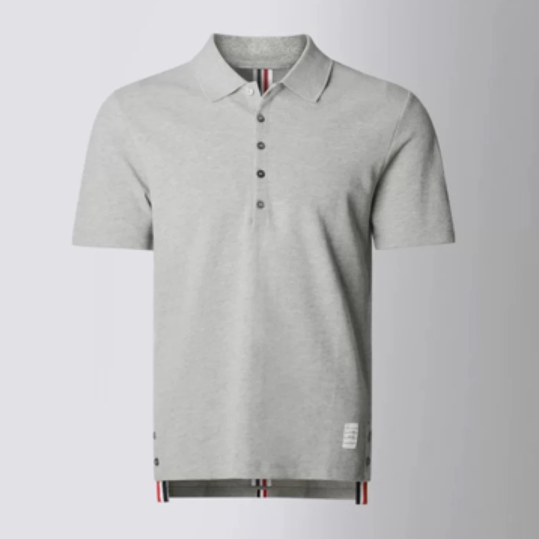 夏季后织带红白蓝短袖POLO修身灰色休闲衫B0079翻领男款上衣