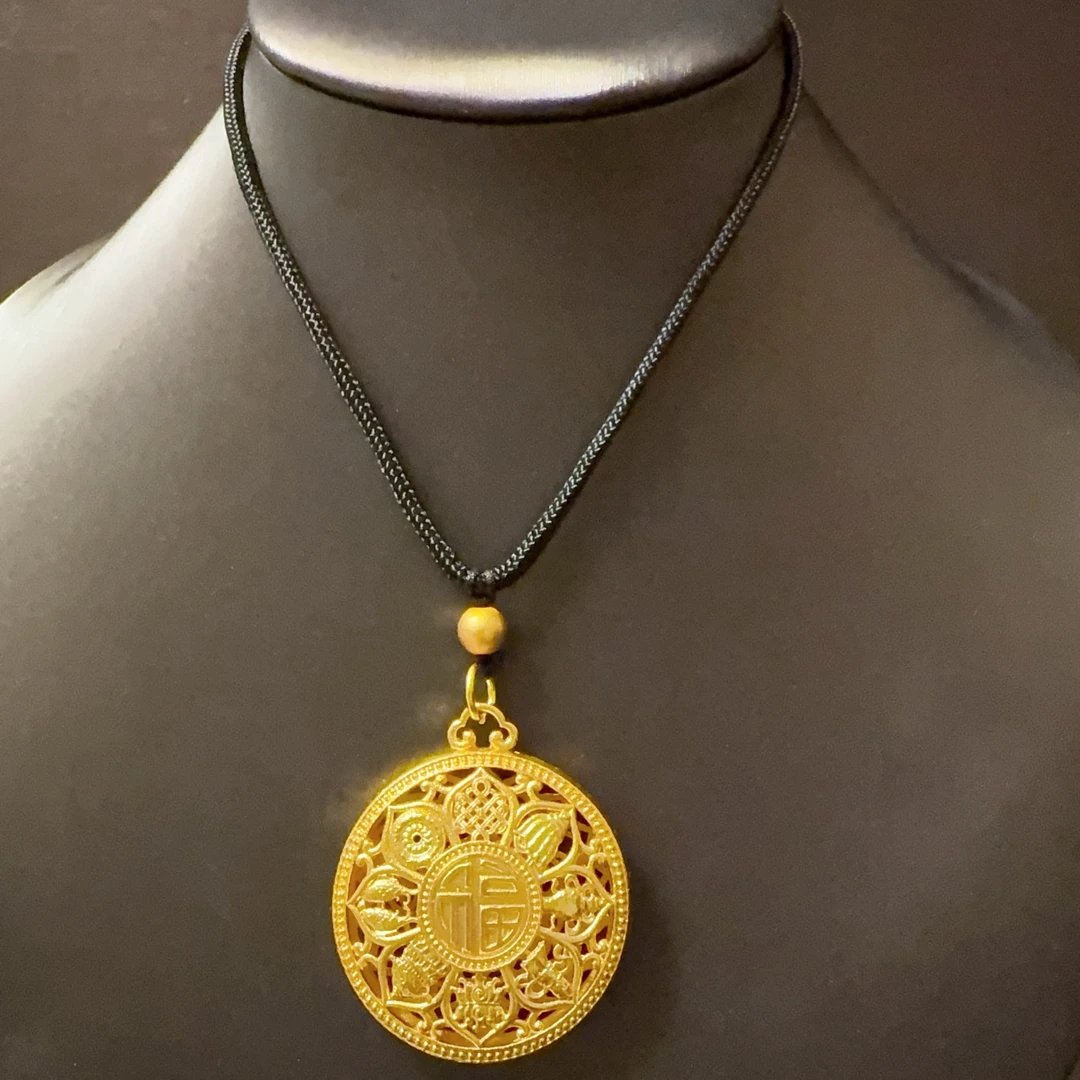 合金吊坠 八宝莲花项链古法福字莲花罗盘吊坠挂坠男女