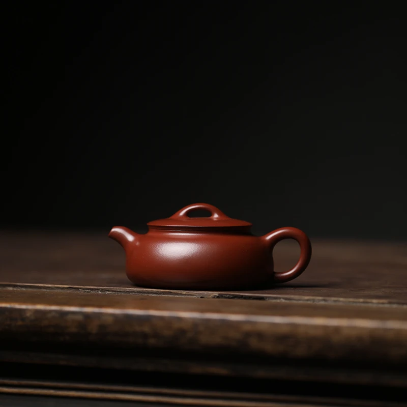 【过桥扁腹】 原矿红皮龙  手工制作 内推孔 宜兴紫砂壶