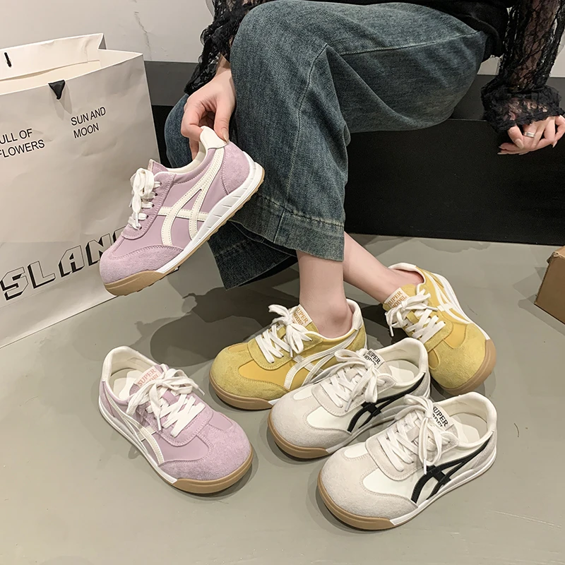 德训鞋丑萌大头女2025新款春夏季平底超轻休闲百搭德训鞋