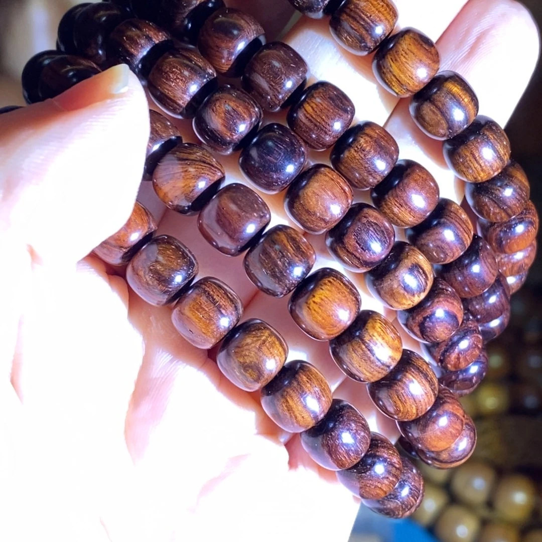 信***庭黄花梨/降香黄檀手串/手链海南黄花梨大黑线紫油梨7*8*108