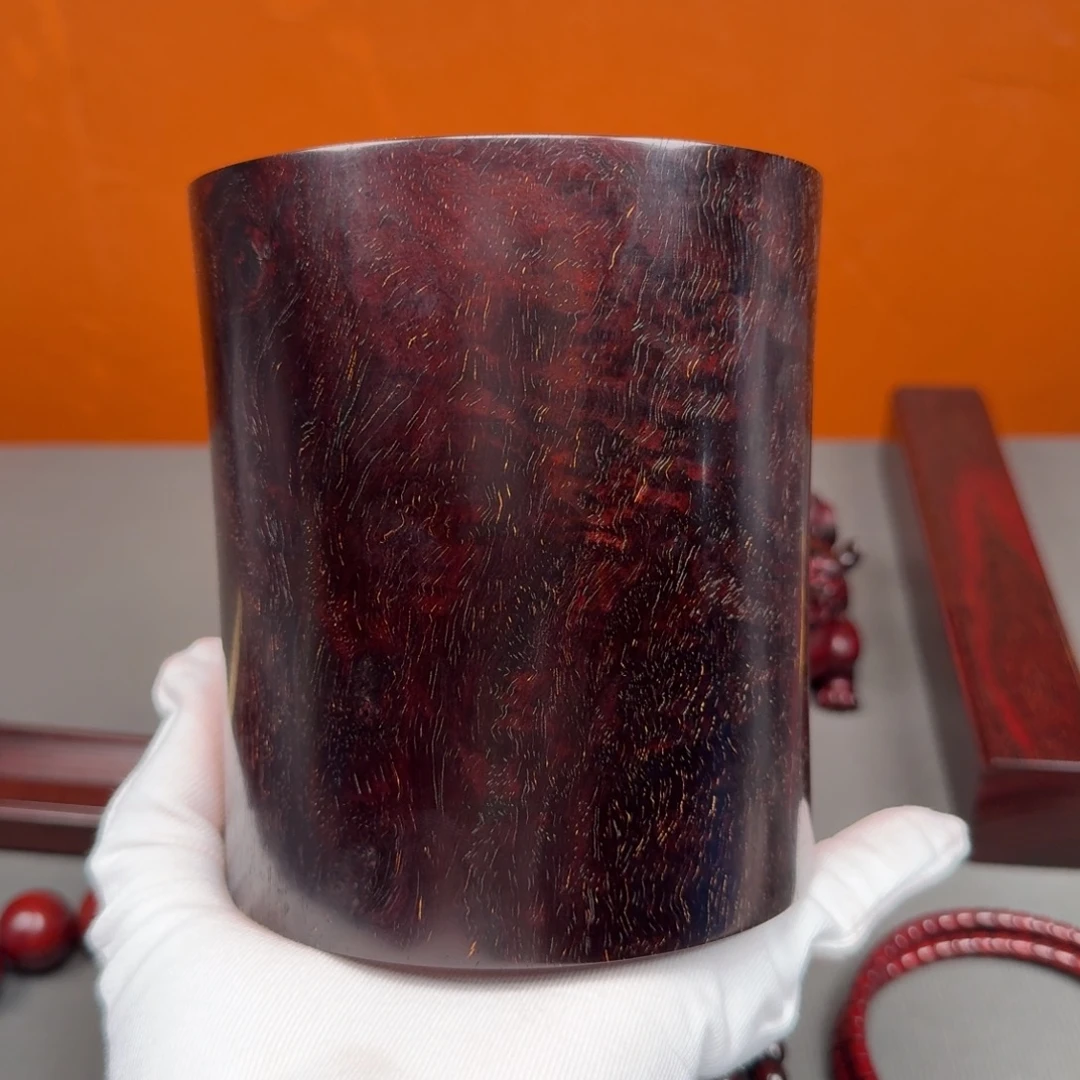 ***小叶紫檀手串/手链水波S纹满星笔筒收藏品