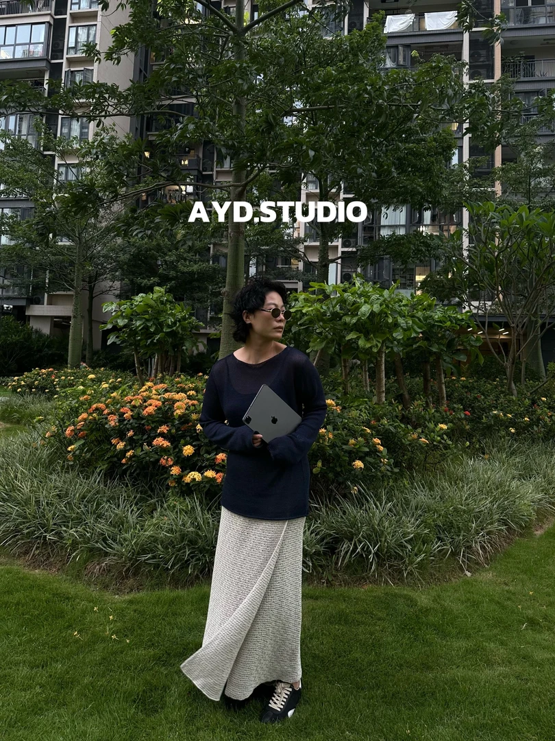 AYD.STUDIO阔领镂空长袖#9916