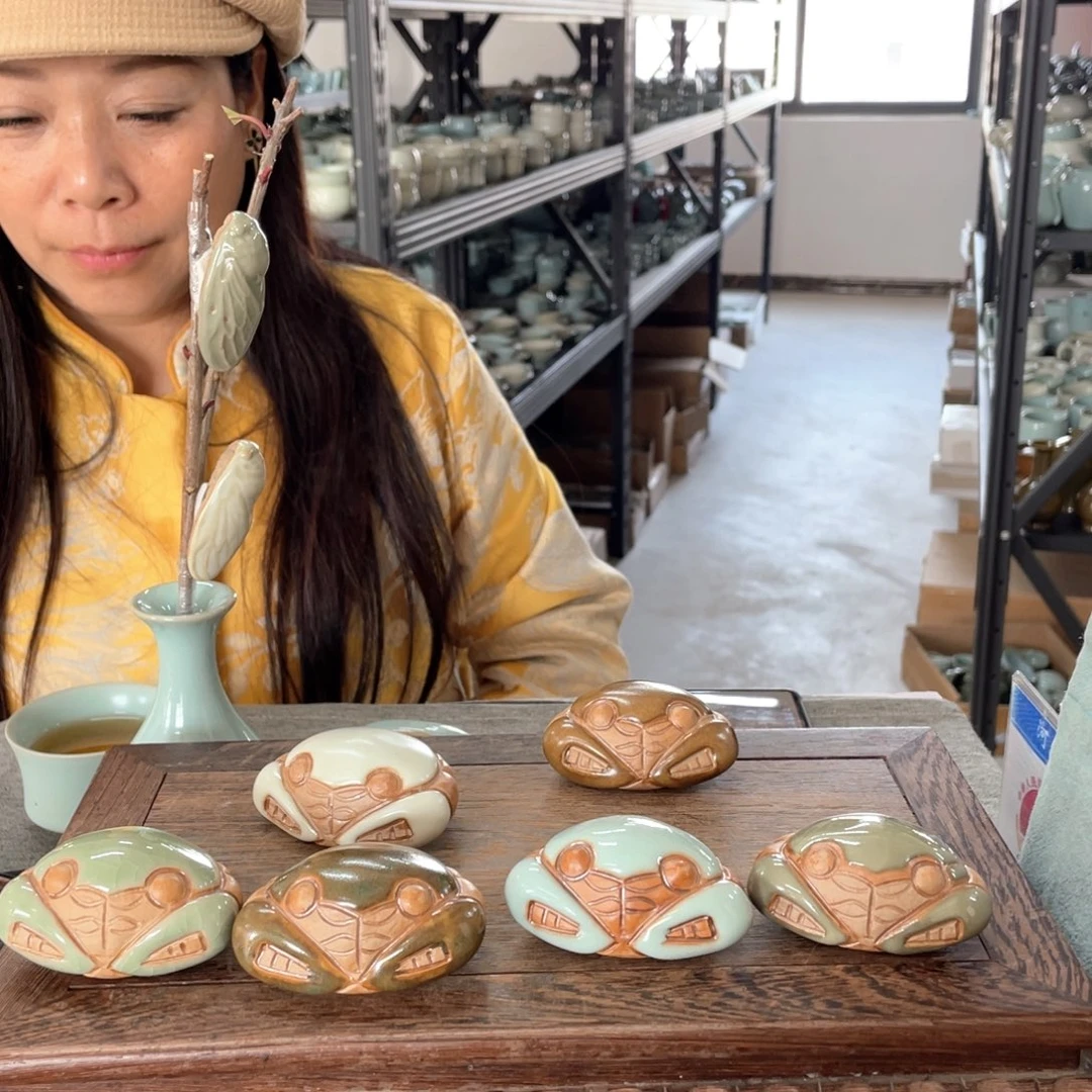 瓷片一*啊小螃蟹6个釉色各1个