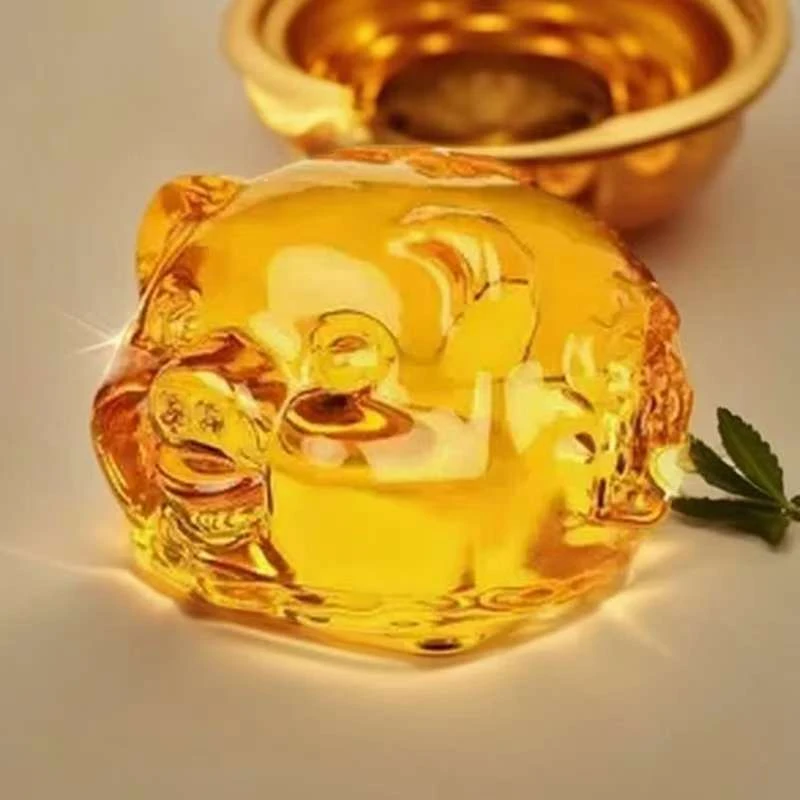 S.5cm黄色水晶猪开业乔迁家居办公室装饰个性手工工艺品摆件福猪