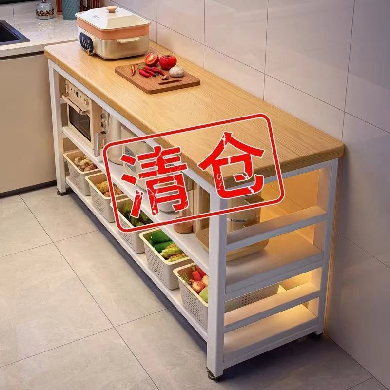 仓储货架置物架厨房落地多层多功能收纳架边柜多层加厚桌子收纳柜