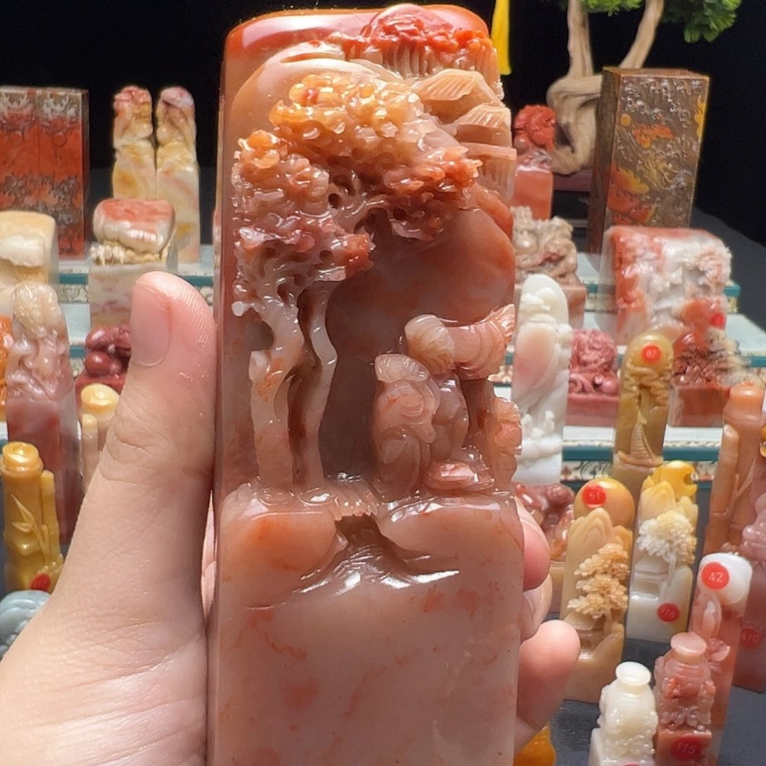 了***尊寿山石印石手工制作