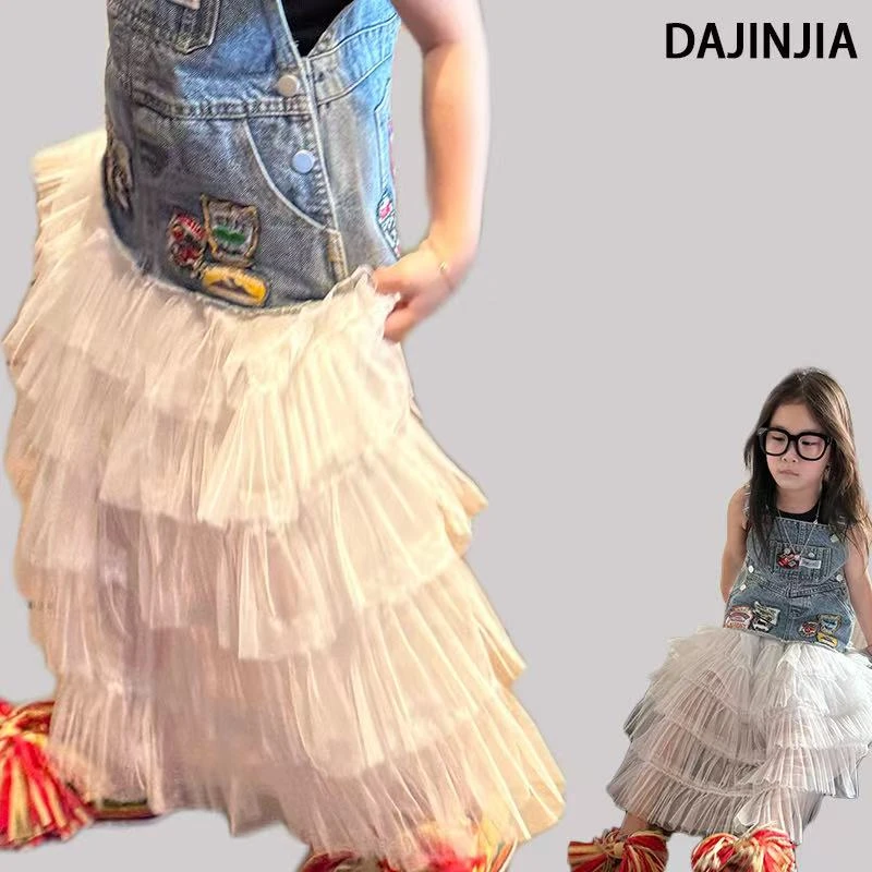 大金定制新款仙女裙女宝宝蓬松多层软纱蛋糕裙甜美白色蕾丝半身裙