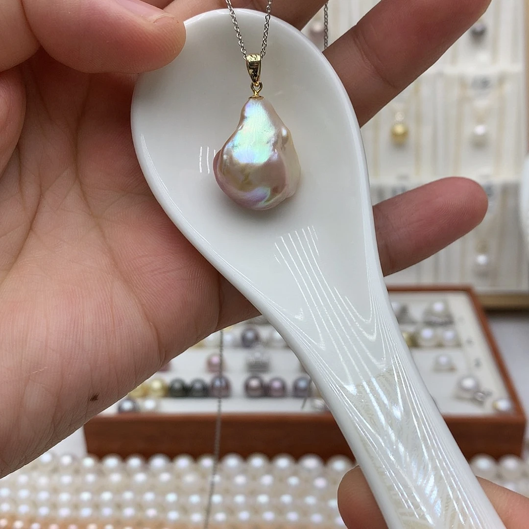 淡水珍珠银S925镶嵌吊坠(不含链)