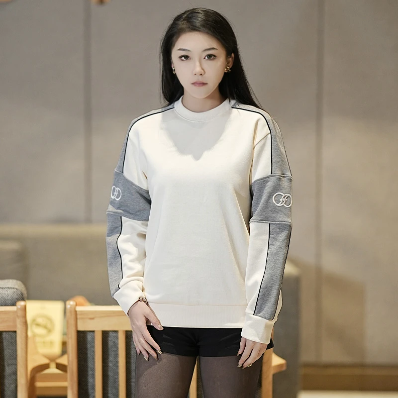 秋季潮流男士简约圆领套头卫衣百搭拼色长袖上衣韩版宽松