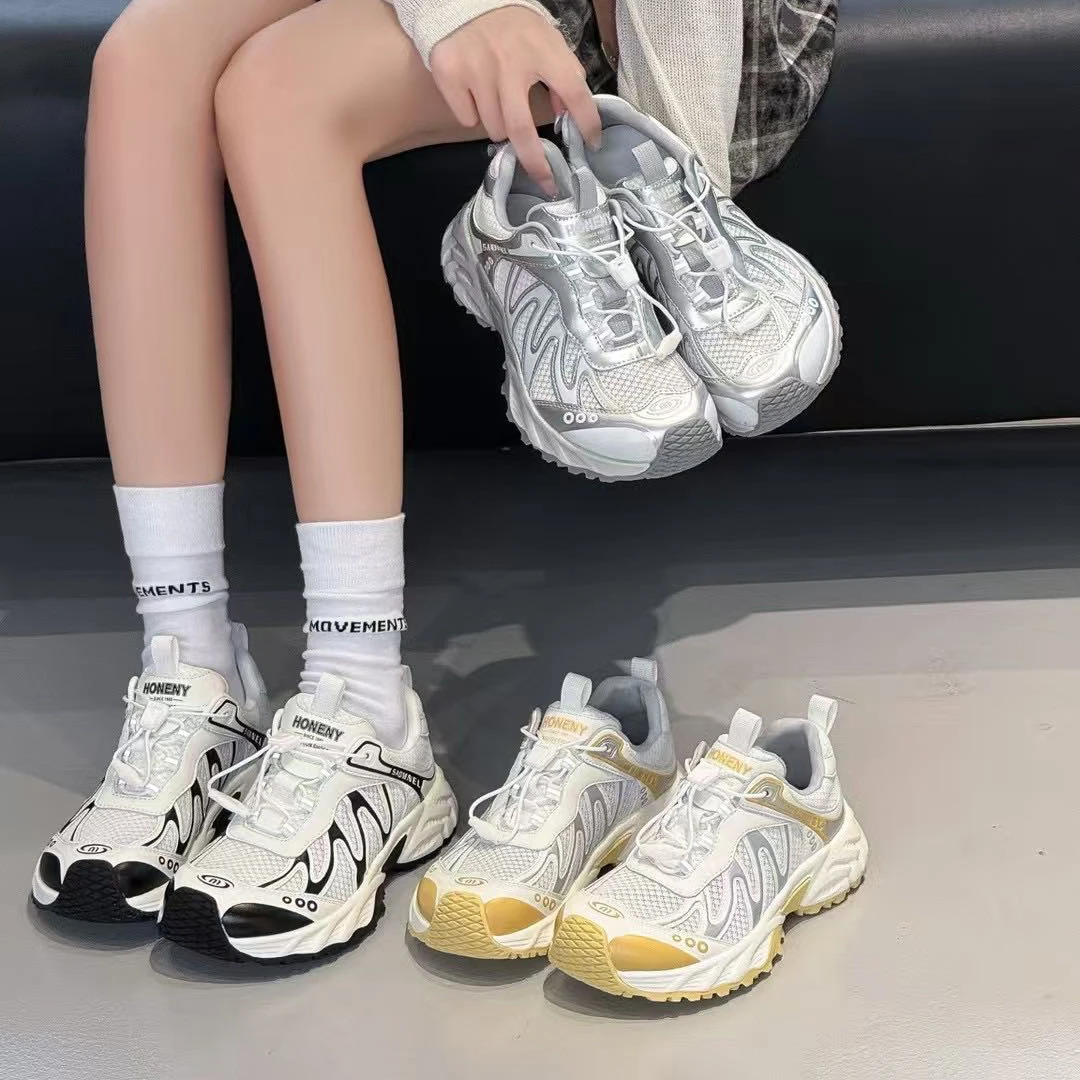 【真皮内增高】透气休闲鞋跑鞋夏季潮牌百搭轻便时尚拼色女款鞋子