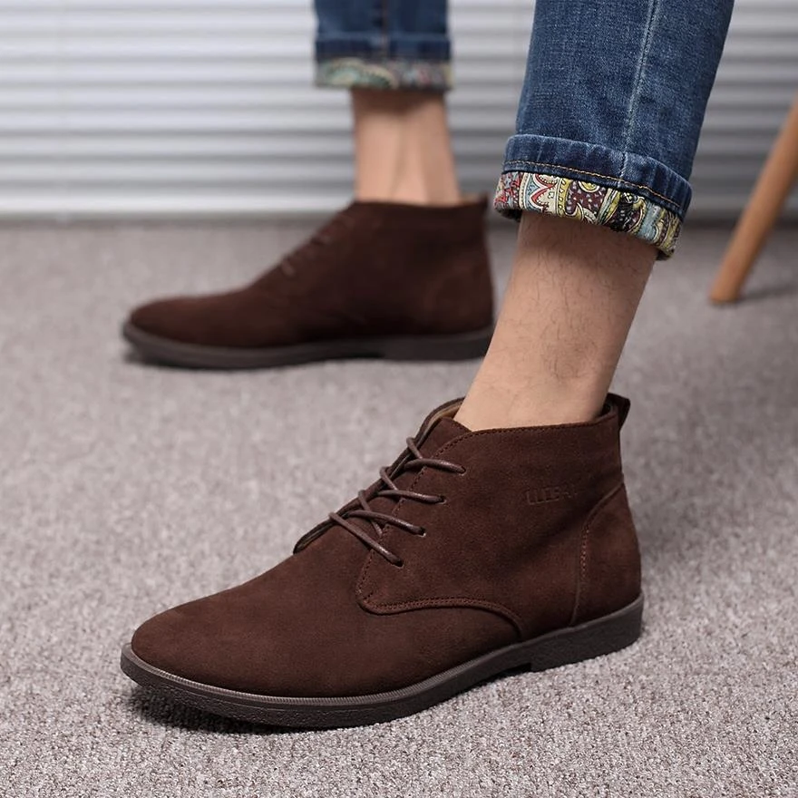 NY马丁靴英伦风2025新款春秋加绒休闲反绒短靴翻毛磨砂仿真皮男鞋