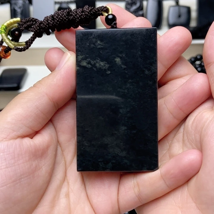 未镶嵌手链和田玉（青玉）四七钢板无事牌
