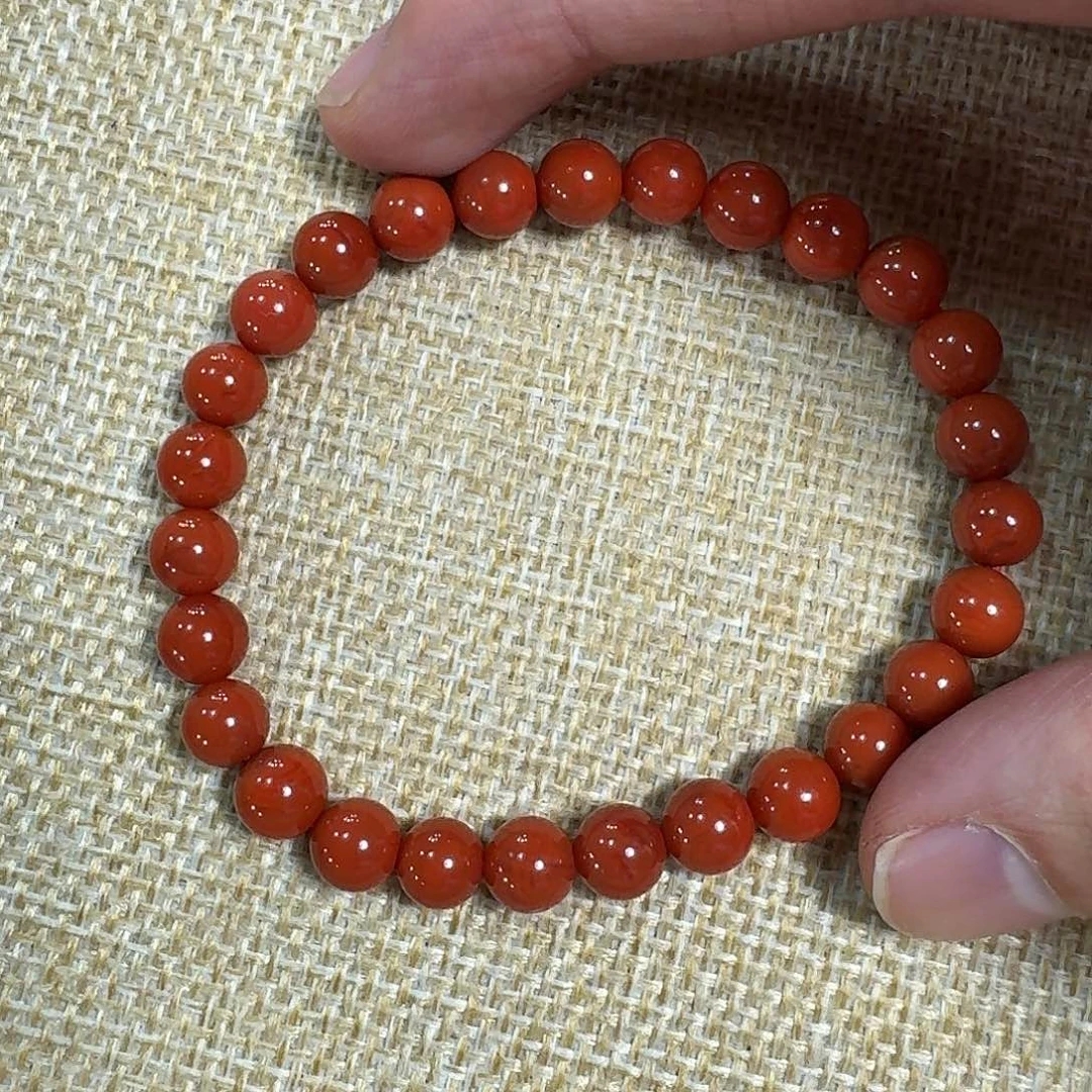 南红玛瑙未镶嵌手链手串原矿南红瓦西满肉满色柿子红7