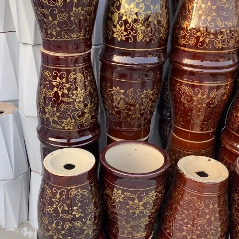 低腰喇叭口焦糖色金藤蔓口25*34