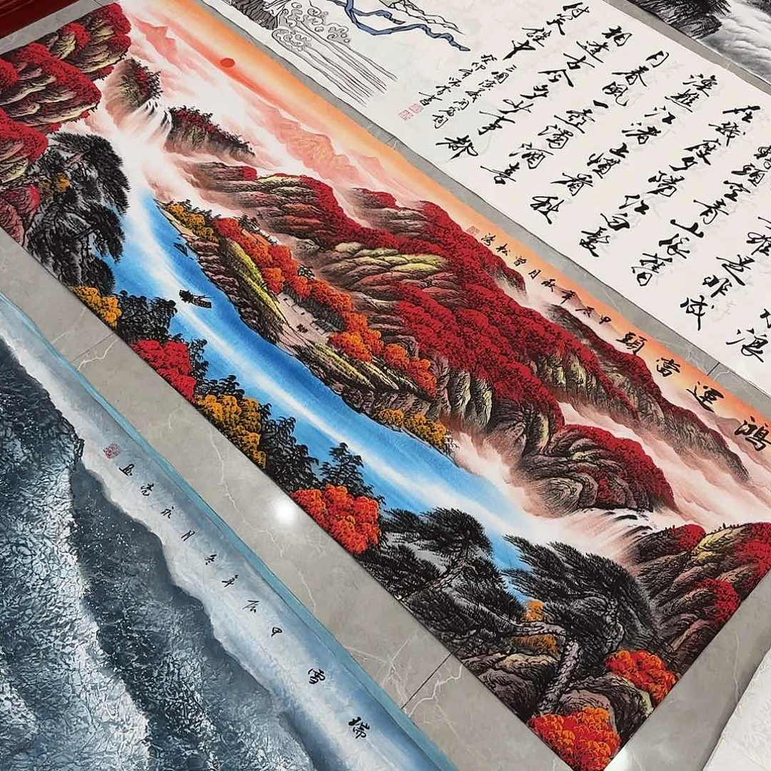 国画尺寸70X180手绘作品