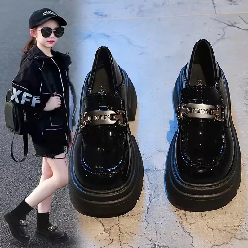 女童皮鞋2025春秋新款儿童乐福鞋黑色公主单鞋小学生演出鞋子