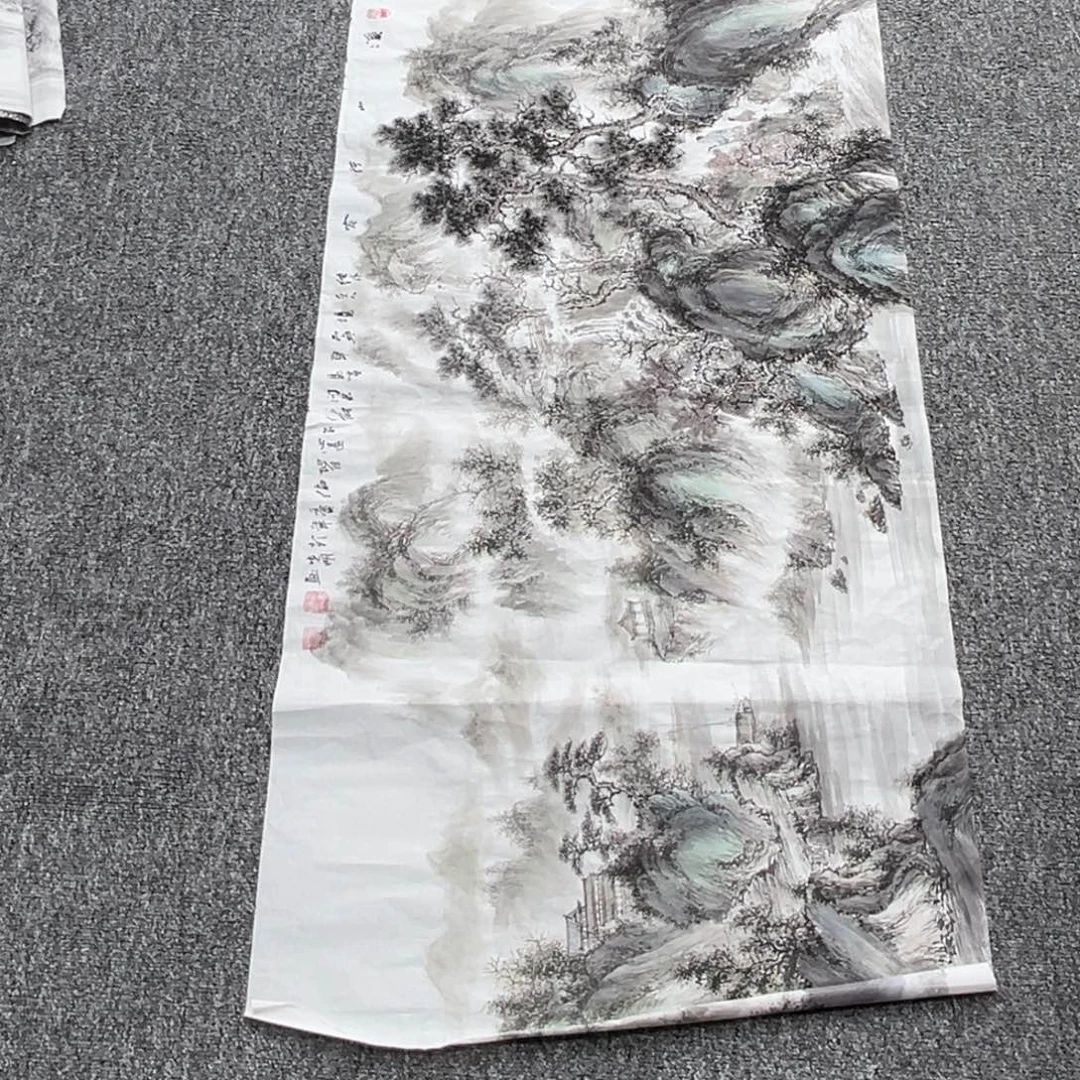 国画卖字画的小男孩