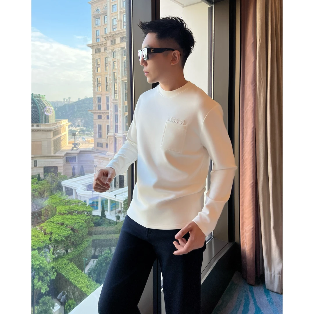 【编织口袋】老钱BV风莫代尔口袋贴身长袖打底T恤男生衣服高级感