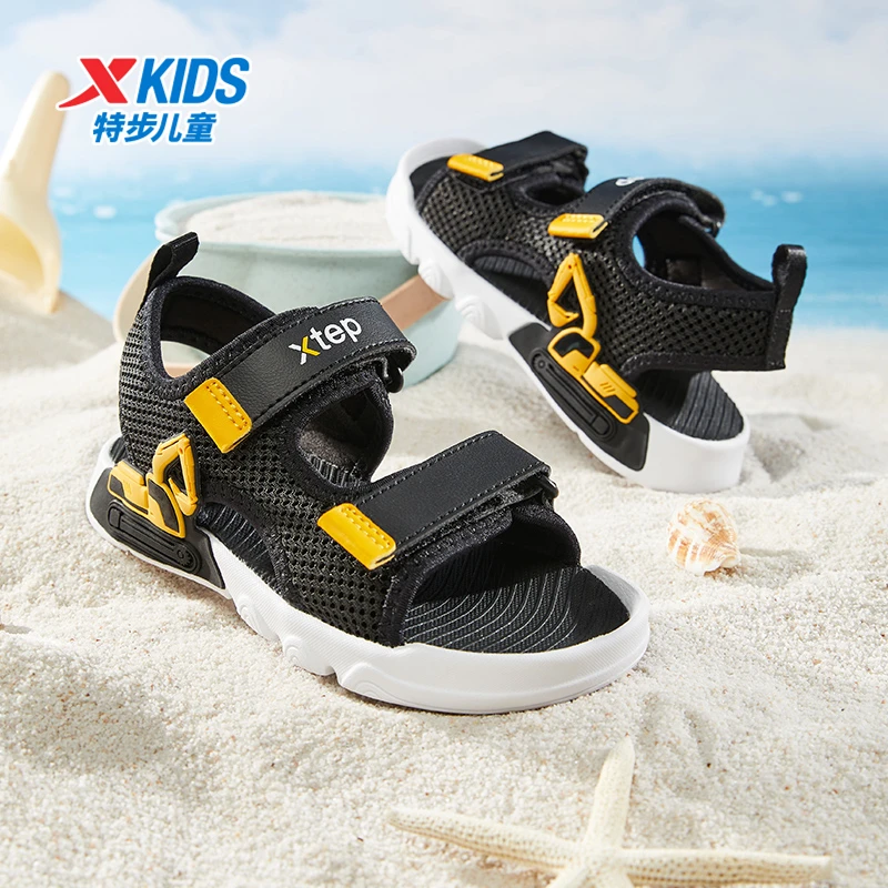 特步儿童新款透气凉鞋小童轻便舒适软底沙滩鞋675215509105
