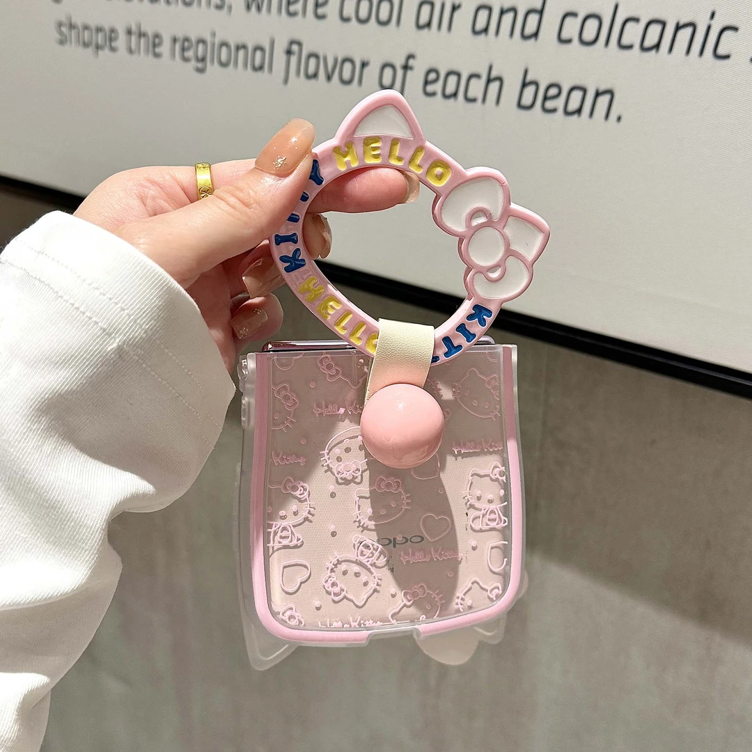 镂空猫耳朵kitty适用华为novaflip折叠手机壳指环小米mixflip荣耀