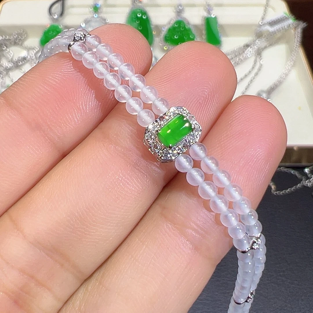 翡翠18K金镶嵌手链