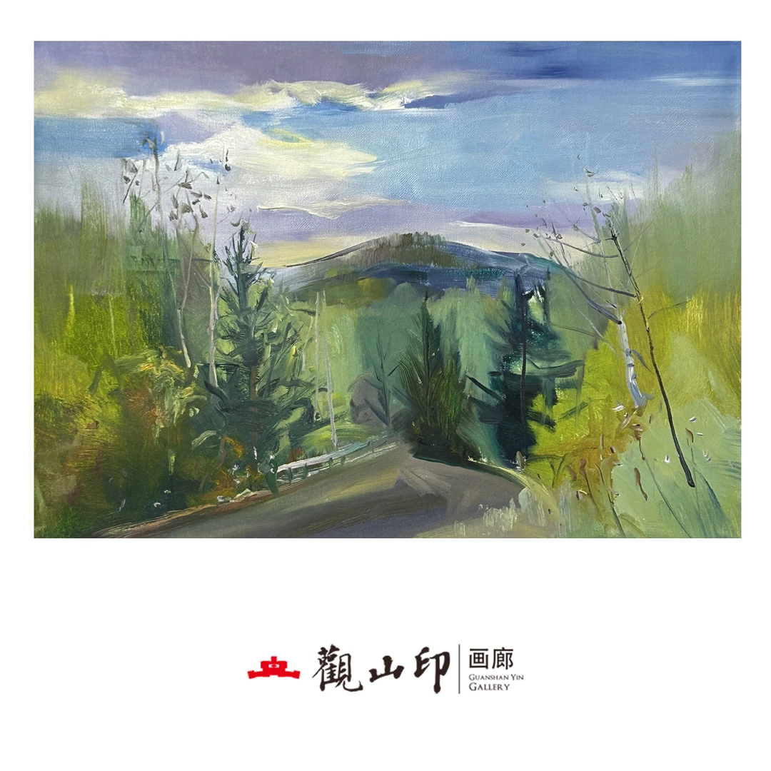L原创手绘风景油画44x32cm丛林作品9208