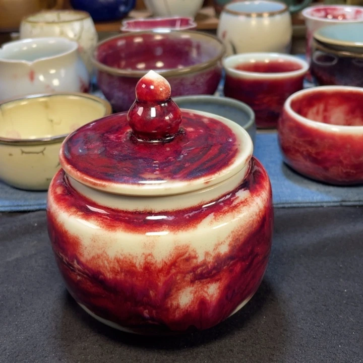 摆件钧瓷玉石釉茶叶罐